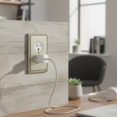 Cosmas 44018-SN Satin Nickel Single Duplex Outlet Wall Plate