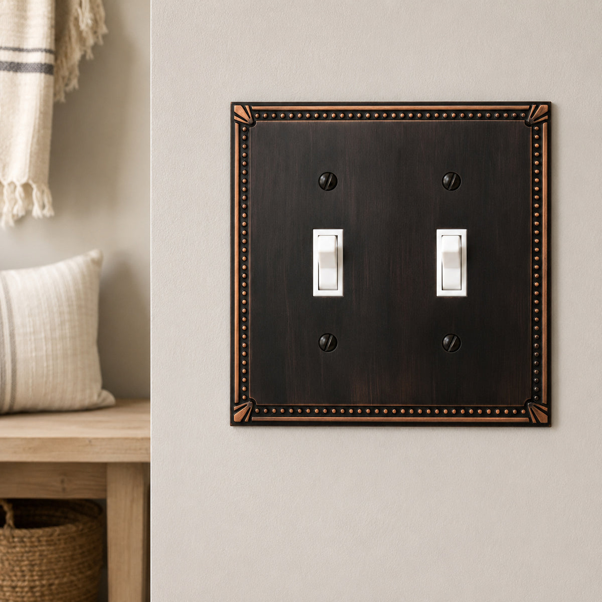 Cosmas 44031-ORB Oil Rubbed Bronze Double Toggle Switchplate Cover