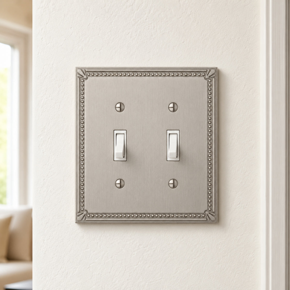 Cosmas 44031-SN Satin Nickel Double Toggle Switchplate Cover