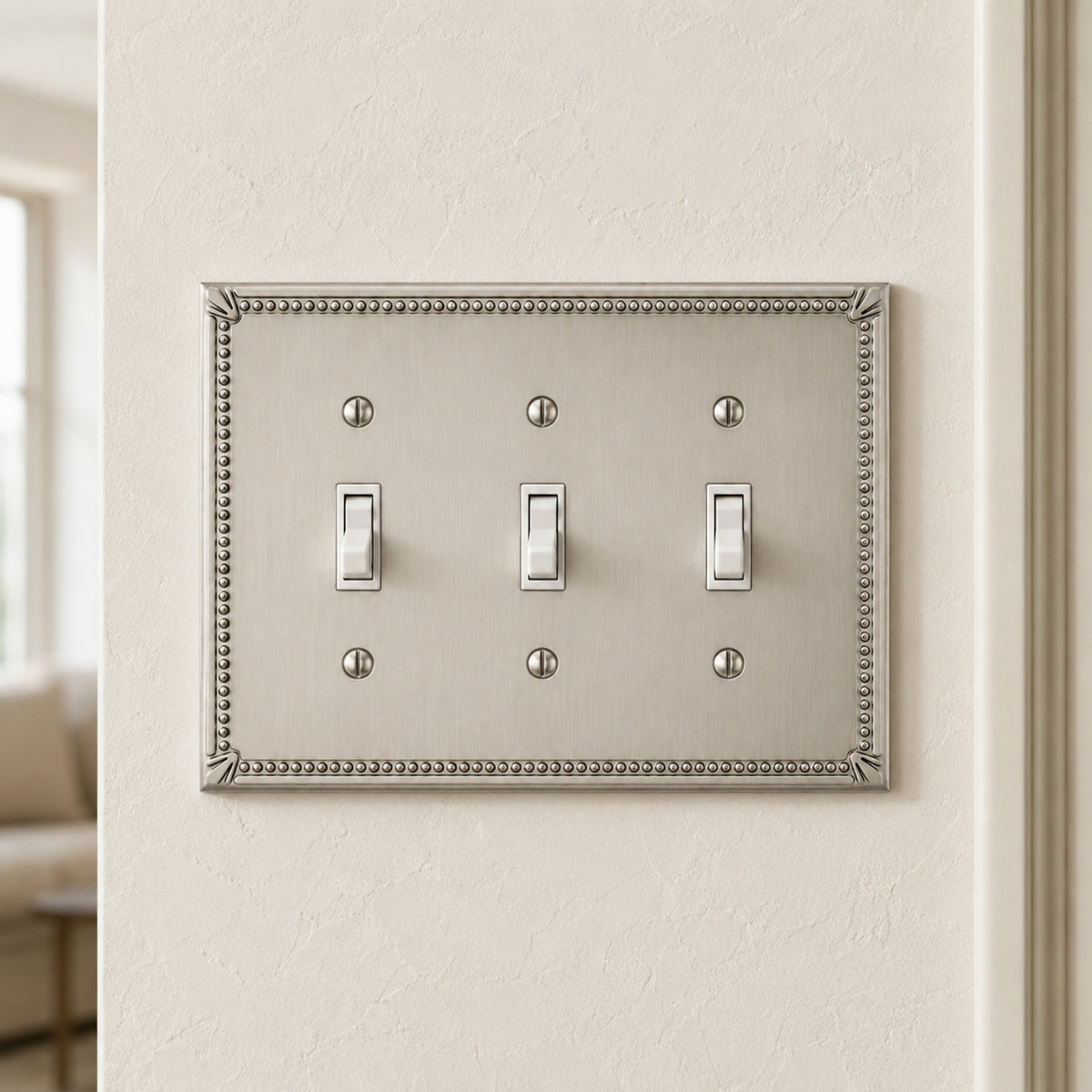 Cosmas 44032-SN Satin Nickel Triple Toggle Switchplate Cover
