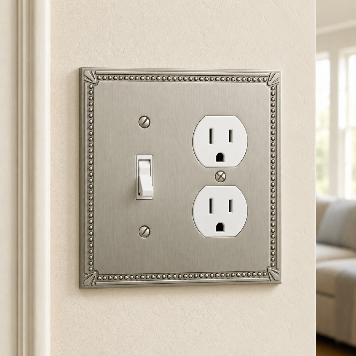 Cosmas 44059-SN Satin Nickel Single Toggle / Duplex Combo