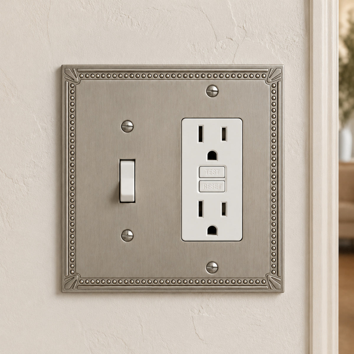 Cosmas 44072-SN Satin Nickel Single Toggle / GFCI Decora Combo