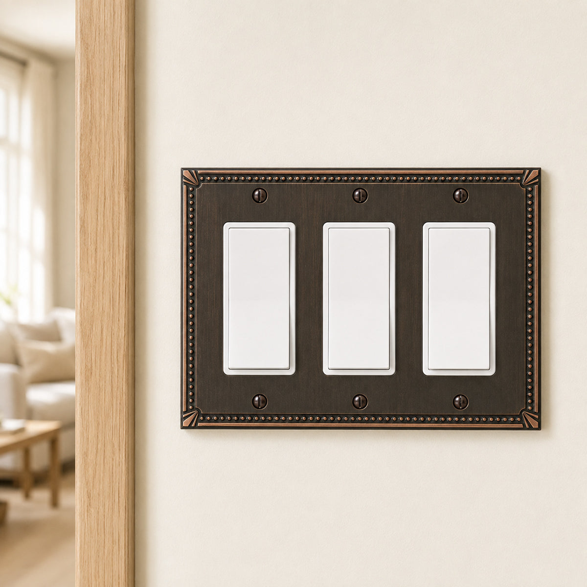Cosmas 44095-ORB Oil Rubbed Bronze Triple GFCI / Decora Wall Plate