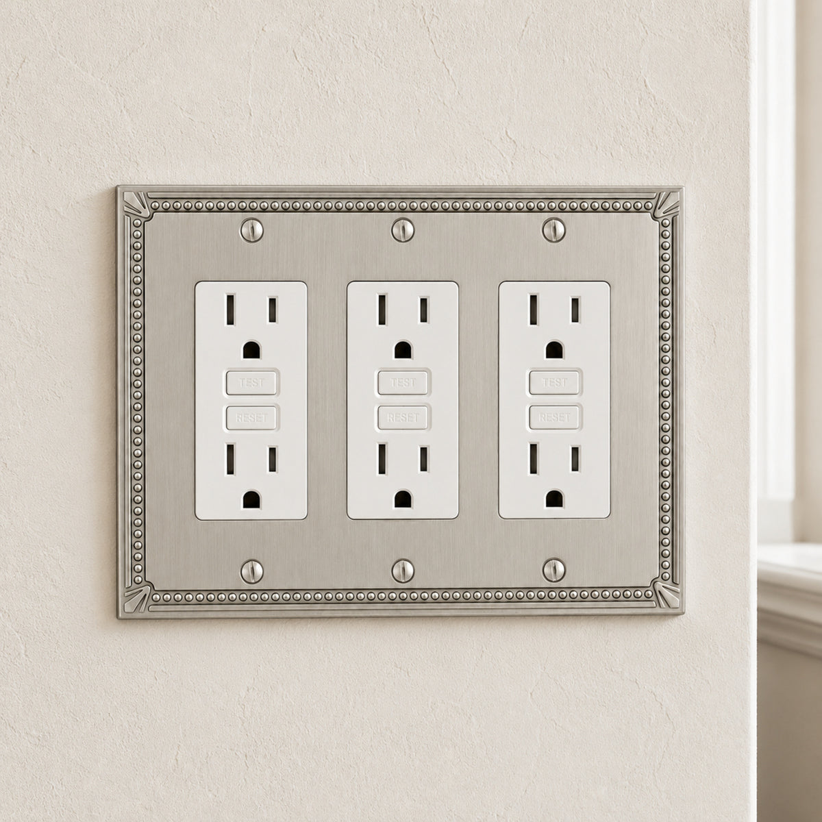 Cosmas 44095-SN Satin Nickel Triple GFCI / Decora Wall Plate
