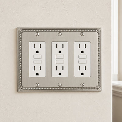 Cosmas 44095-SN Satin Nickel Triple GFCI / Decora Wall Plate