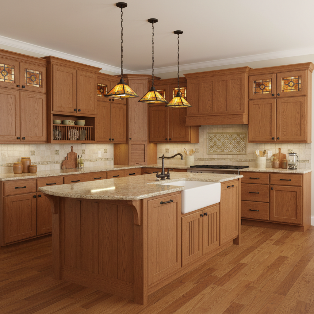 Oil rubbed bronze drawer pull on wood drawers in a large kitchen 