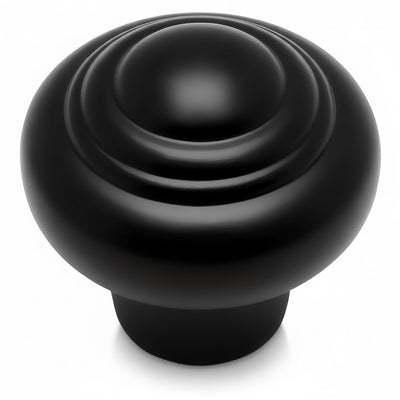 Black knob on a white background