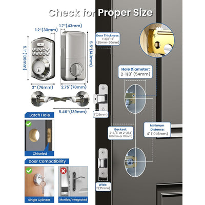 Keyless Entry KS02B Satin Nickel Keypad Deadbolt with Door Lever