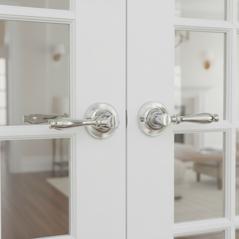 Villa Dummy Door Lever, Polished Chrome