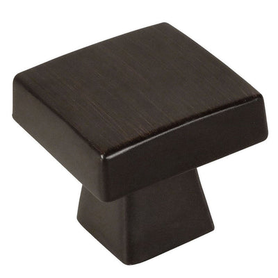 Cosmas 5233 oil rubbed bronze square cabinet knob on a white background