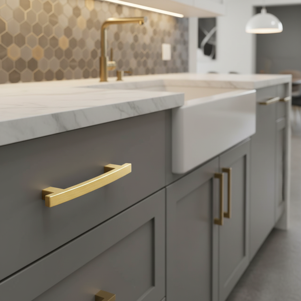 Cosmas 5236BB Brushed Brass Contemporary Arch Cabinet Pull