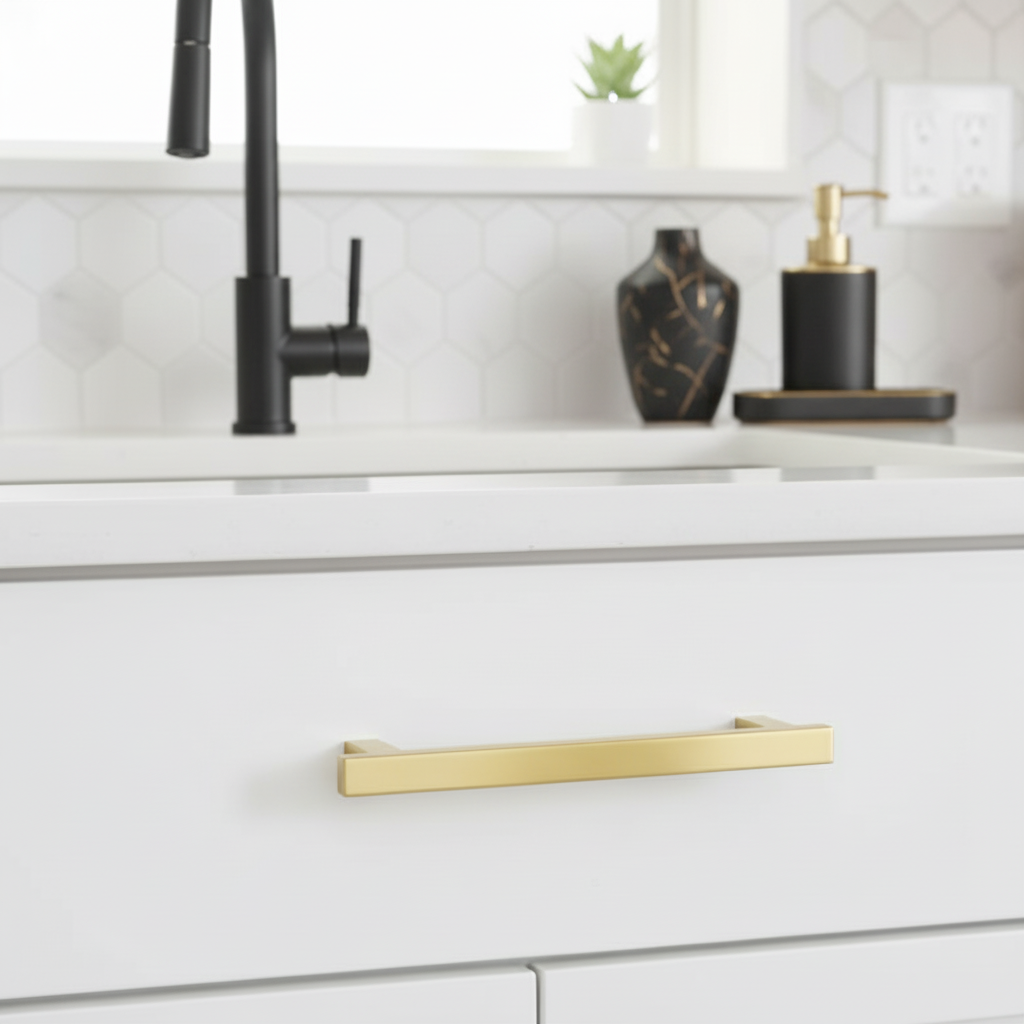 Cosmas 5238BB Brushed Brass Contemporary Arch Cabinet Pull