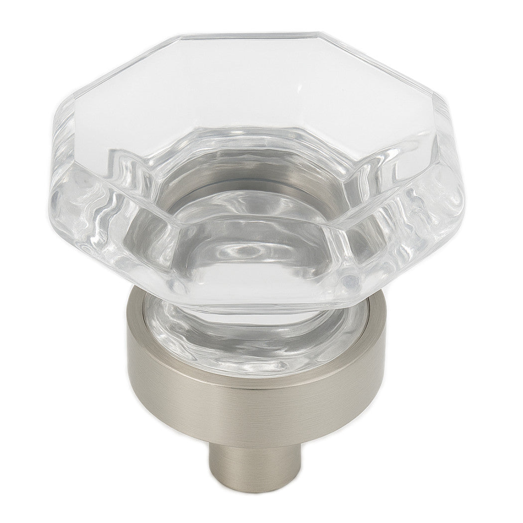 Cosmas 5268SN-C Satin Nickel &amp; Clear Glass Cabinet Knob