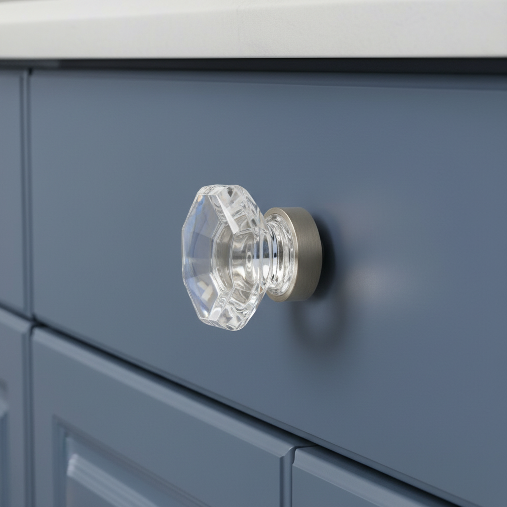 Cosmas 5268SN-C Satin Nickel &amp; Clear Glass Cabinet Knob