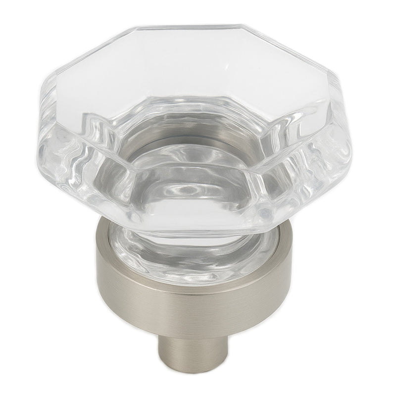 Cosmas 5268SN-C Satin Nickel &amp; Clear Glass Cabinet Knob