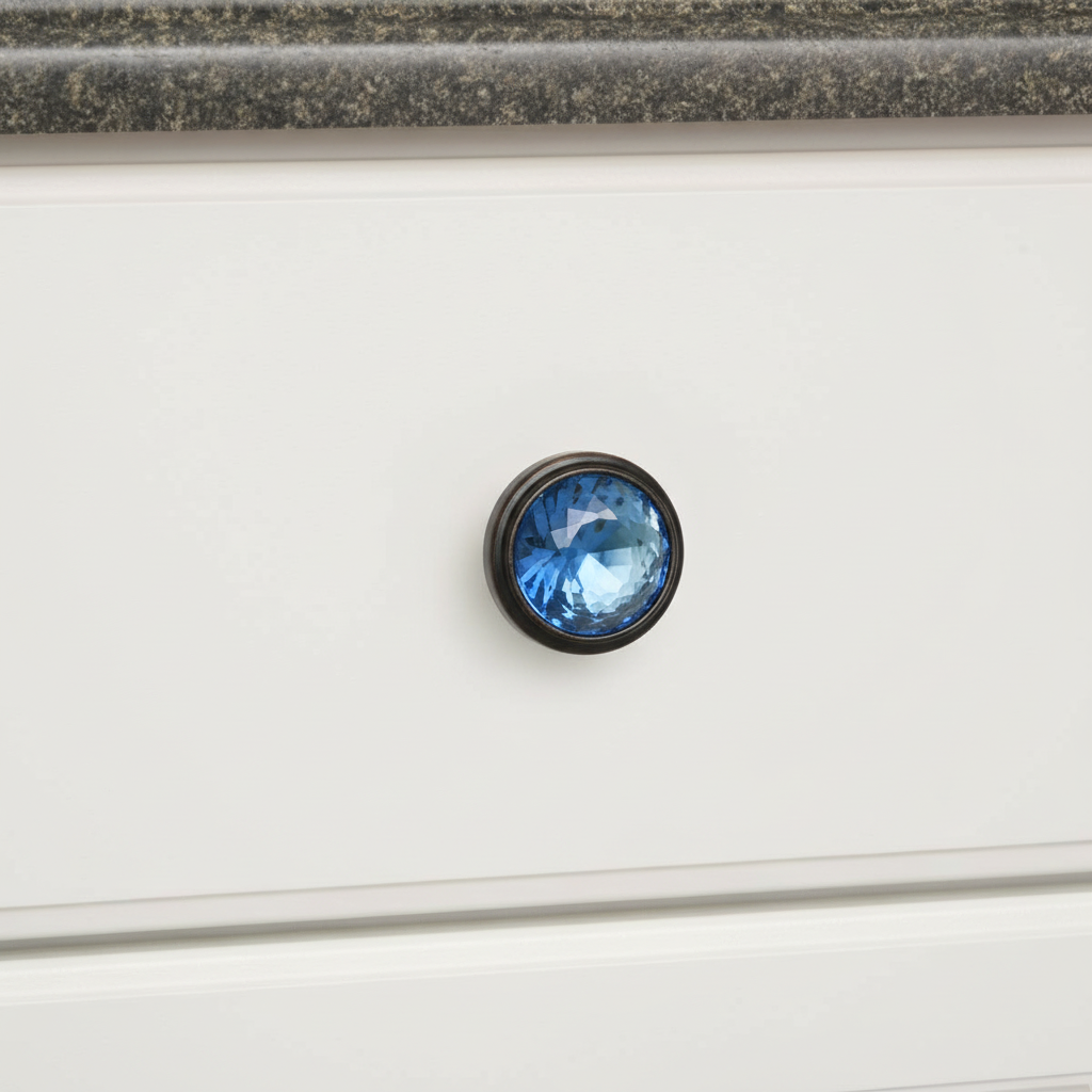 Cosmas 5317ORB-BL Oil Rubbed Bronze &amp; Blue Glass Round Cabinet Knob