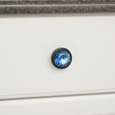 Cosmas 5317ORB-BL Oil Rubbed Bronze &amp; Blue Glass Round Cabinet Knob