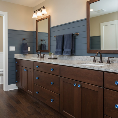 Cosmas 5317ORB-BL Oil Rubbed Bronze &amp; Blue Glass Round Cabinet Knob