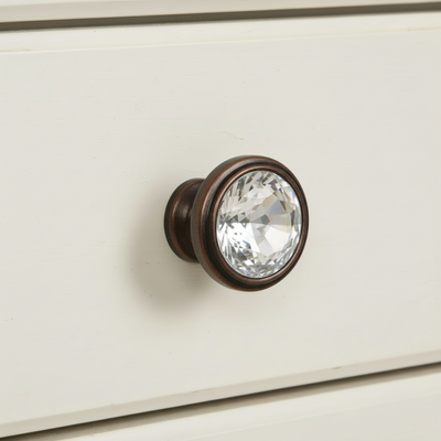 Cosmas 5317ORB-C Oil Rubbed Bronze &amp; Clear Glass Round Cabinet Knob