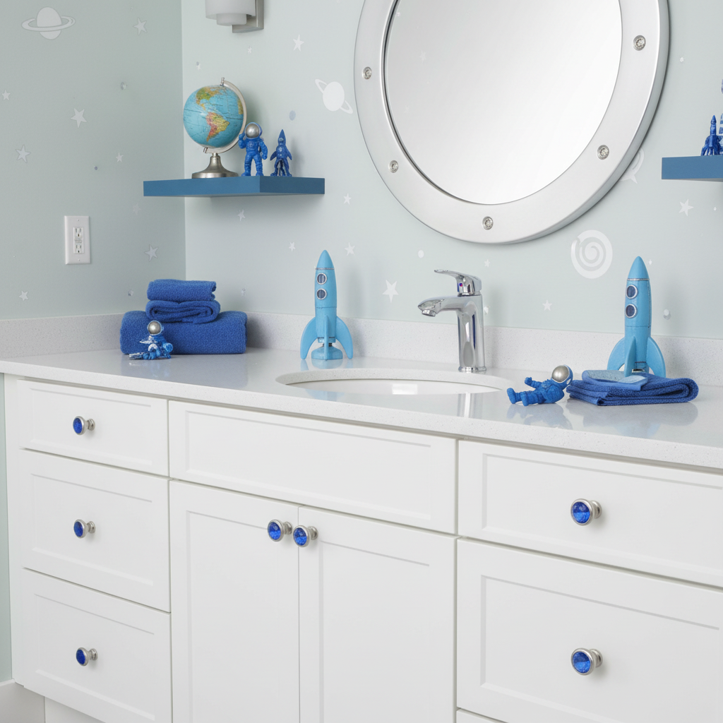 Cosmas 5317SN-BL Satin Nickel &amp; Blue Glass Round Cabinet Knob