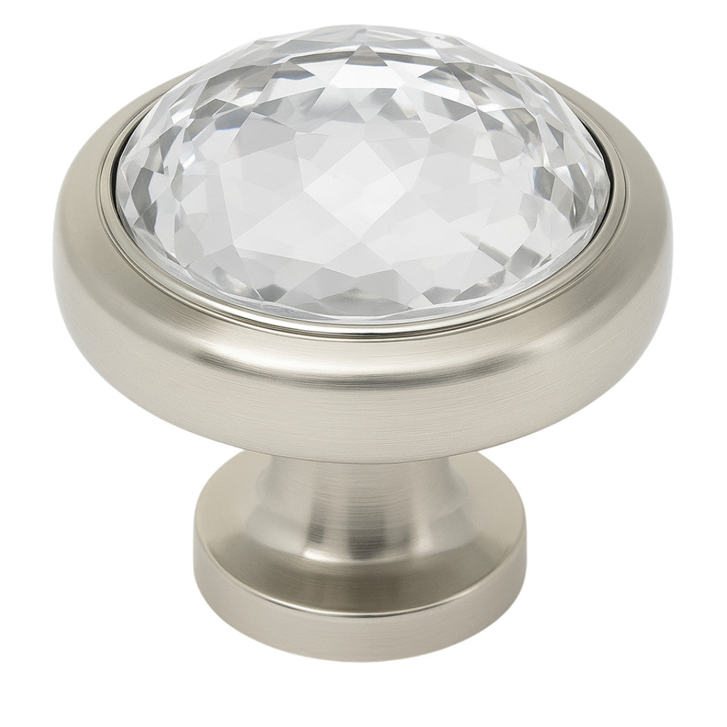 Cosmas 5317SN-C Satin Nickel &amp; Clear Glass Round Cabinet Knob