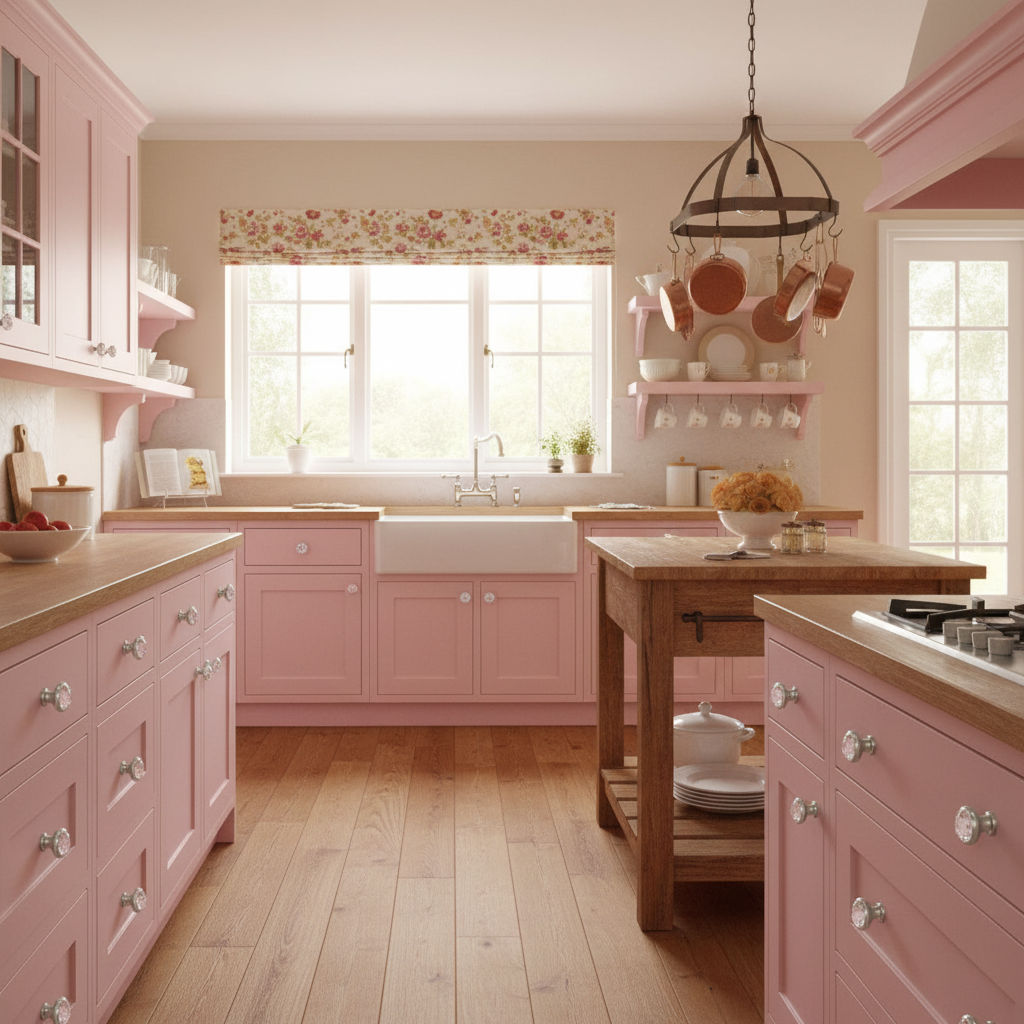 Cosmas 5317SN-P Satin Nickel &amp; Pink Glass Round Cabinet Knob