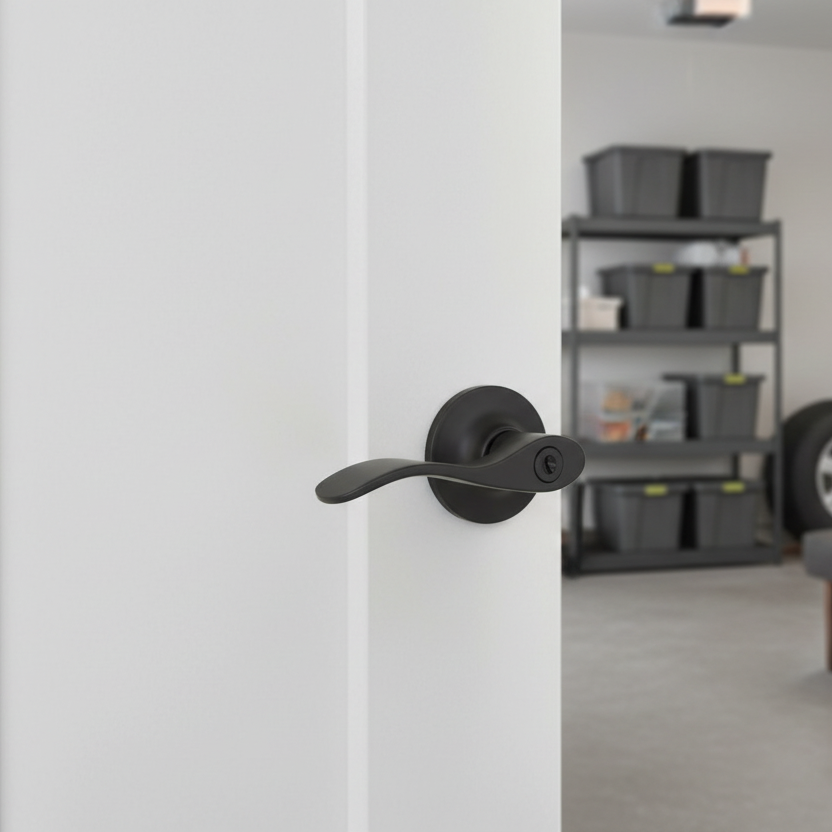 Kingston Entry Door Lever, Matte Black