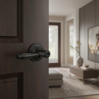 Villa Entry Door Lever, Matte Black