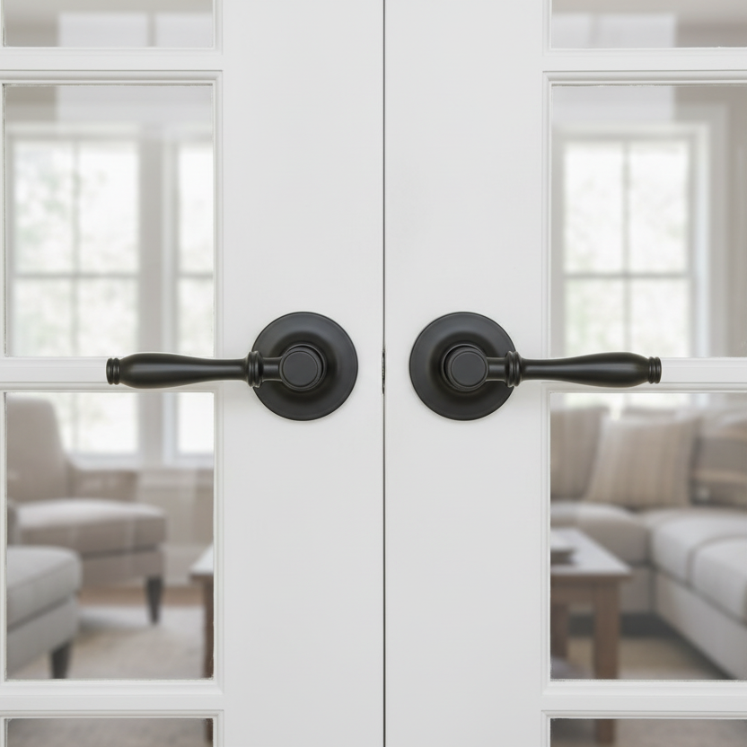 Villa Dummy Door Lever, Matte Black