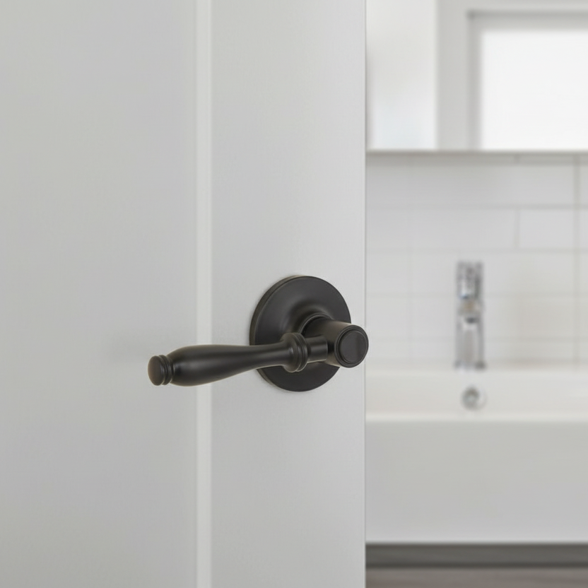 Villa Privacy Door Lever, Matte Black