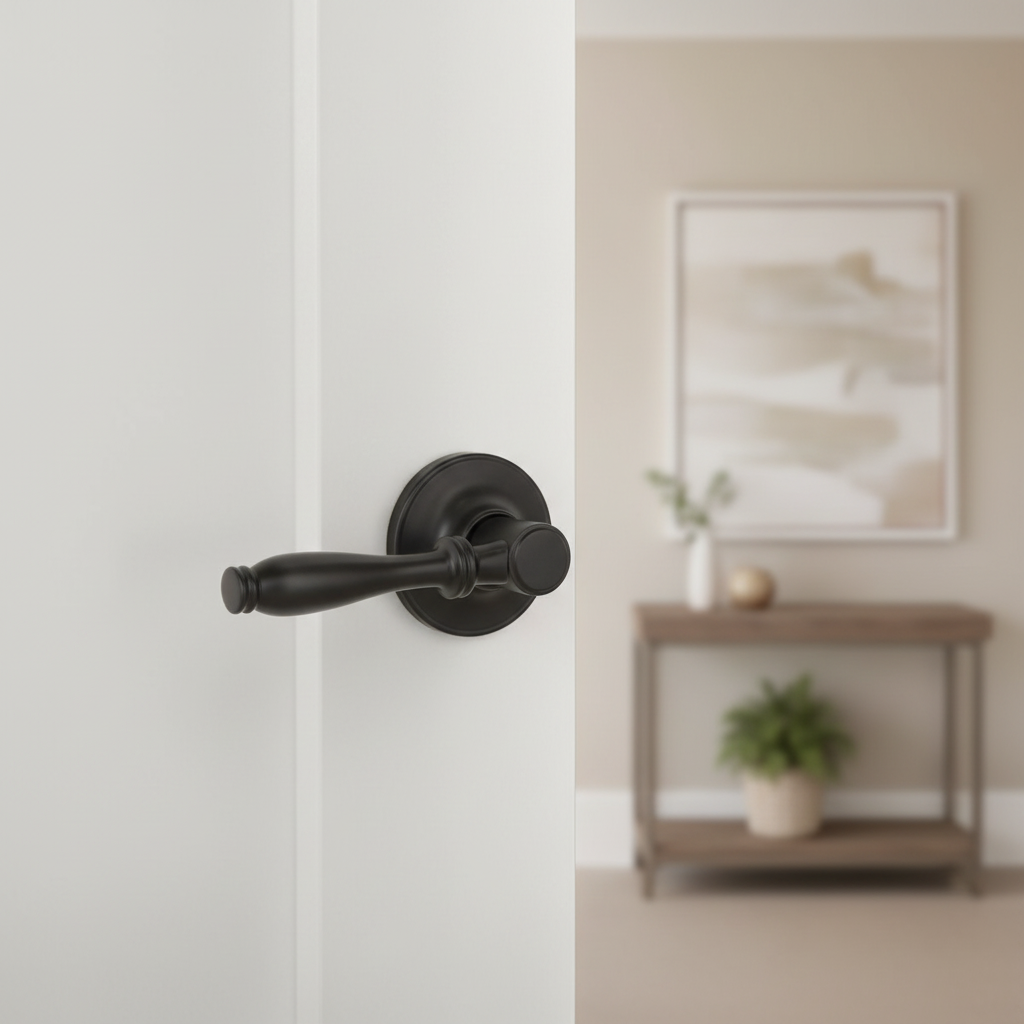 Villa Passage Door Lever, Matte Black