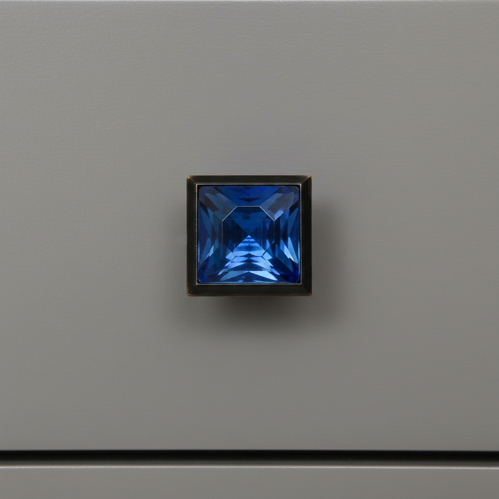 Cosmas 5883ORB-BL Oil Rubbed Bronze &amp; Blue Glass Square Cabinet Knob