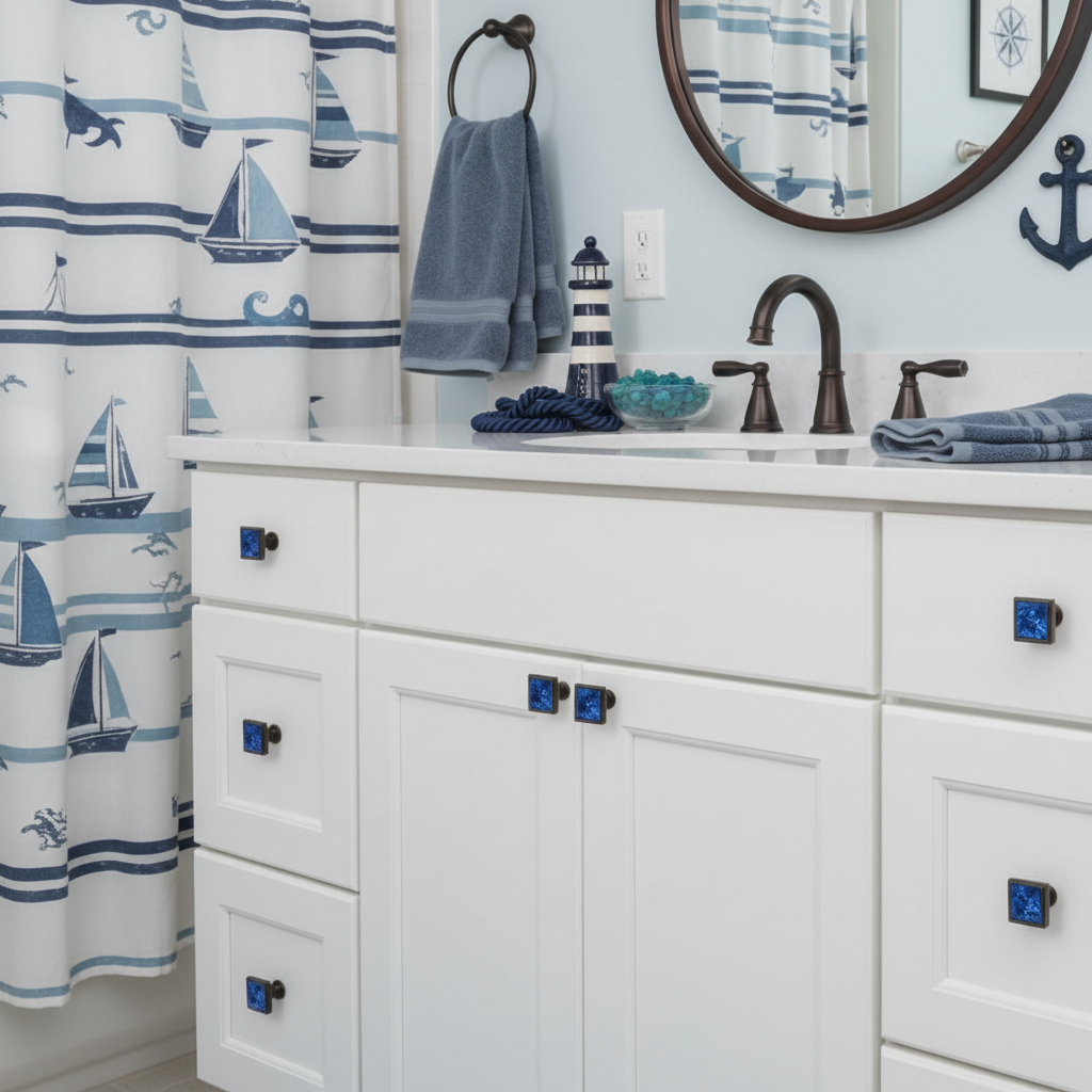 Cosmas 5883ORB-BL Oil Rubbed Bronze &amp; Blue Glass Square Cabinet Knob