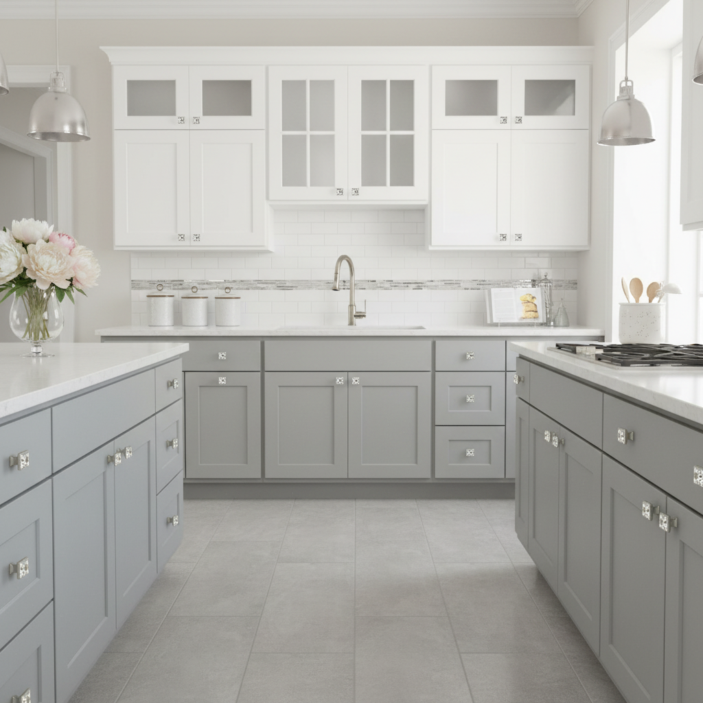 Cosmas 5883SN-C Satin Nickel &amp; Clear Glass Square Cabinet Knob