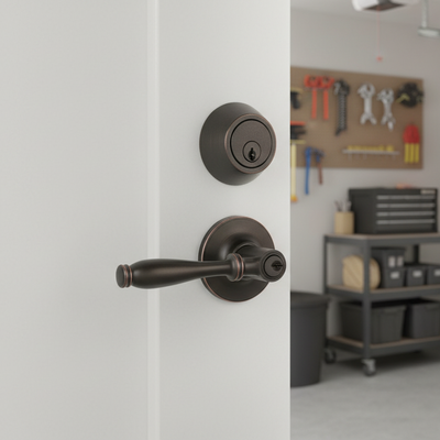 Villa Oil Rubbed Bronze Entry Lever with Matching Single Cylinder Deadbolt Combo Pack