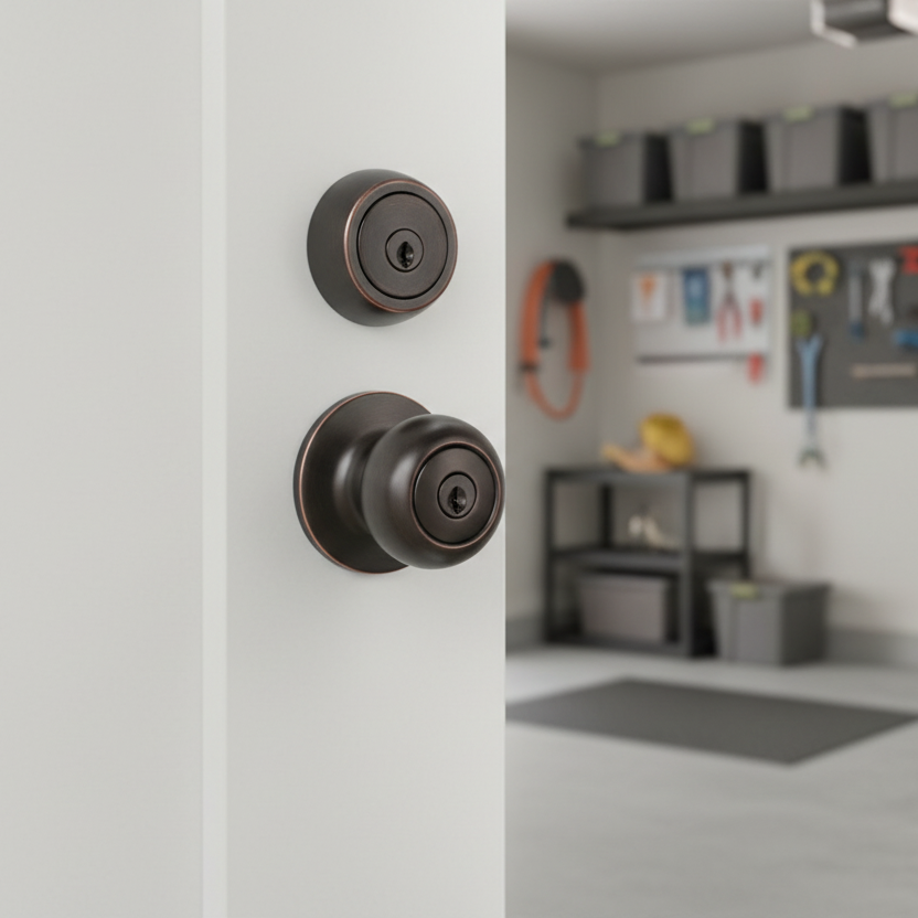 Bedford Oil Rubbed Bronze Entry Knob with Matching Single Cylinder Deadbolt Combo Pack