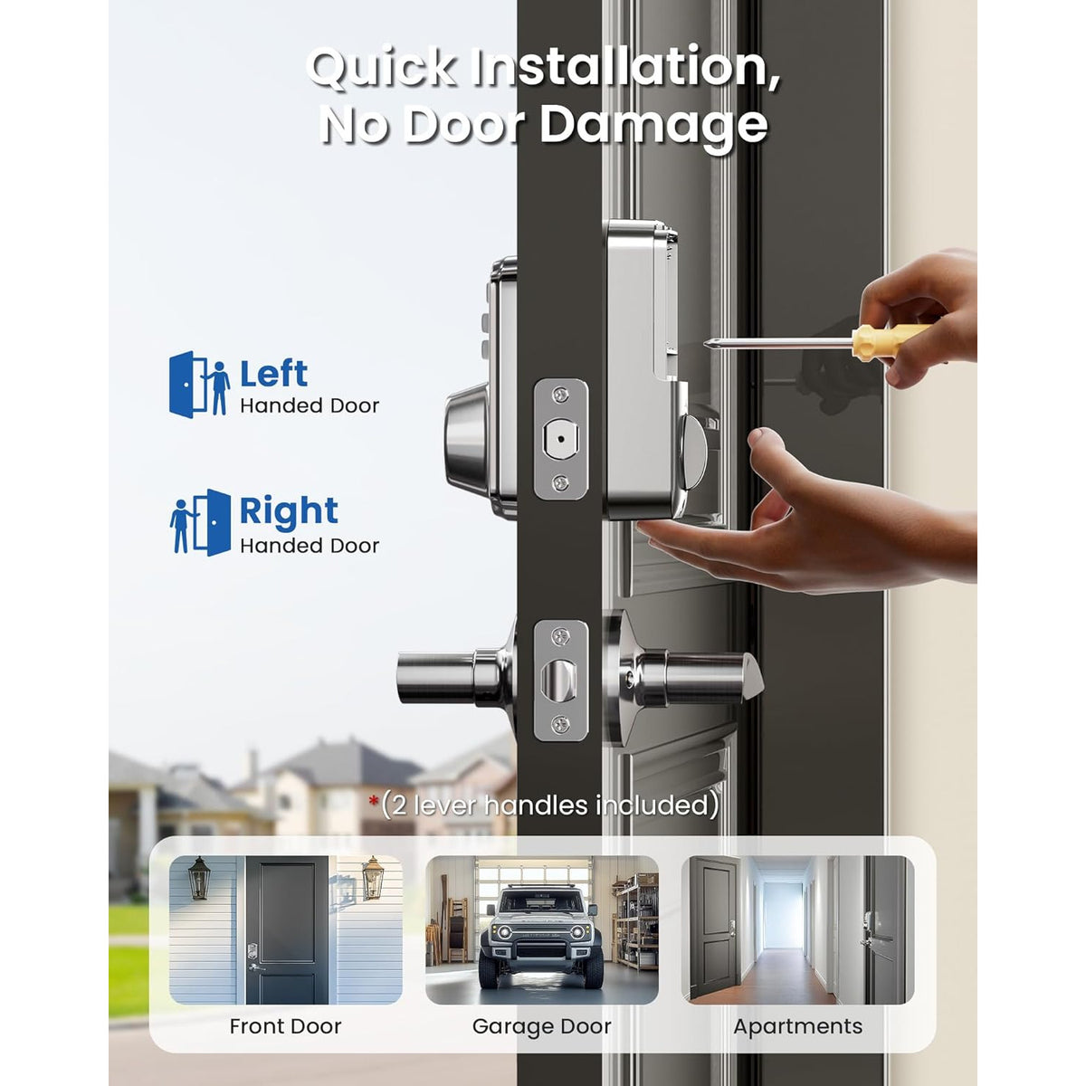 Keyless Entry KS02B Satin Nickel Keypad Deadbolt with Door Lever
