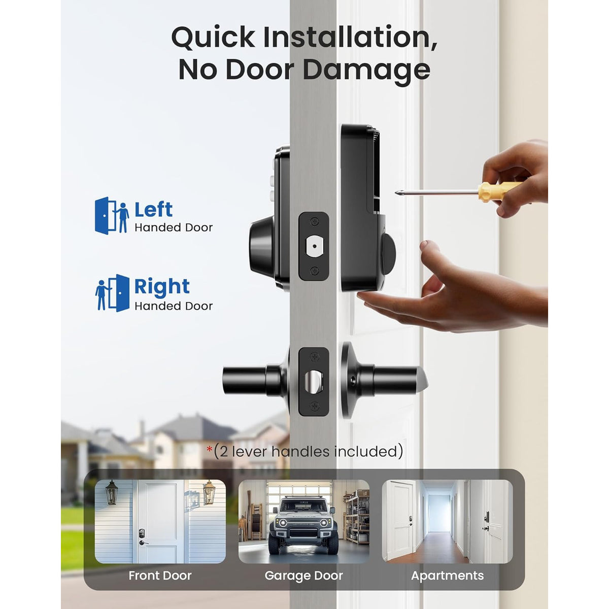 Keyless Entry KS02B Matte Black Keypad Deadbolt with Door Lever