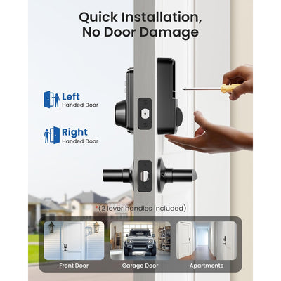 Keyless Entry KS02B Matte Black Keypad Deadbolt with Door Lever