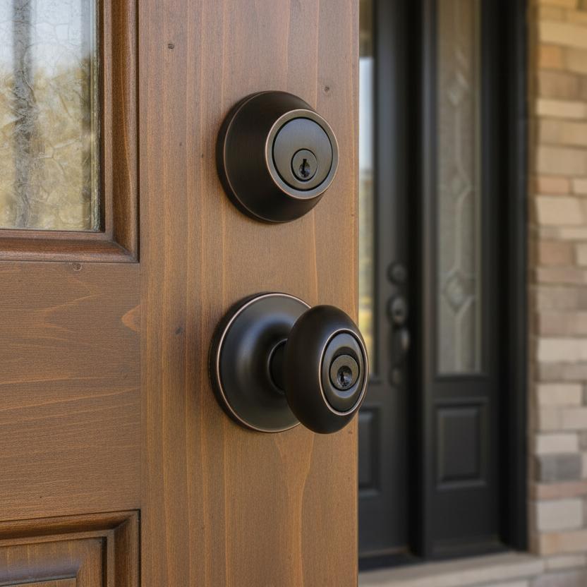 Somerset Oil Rubbed Bronze Entry Knob with Matching Single Cylinder Deadbolt Combo Pack