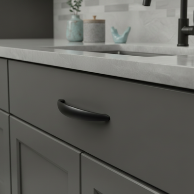 Cosmas 6003-128FB Flat Black Cabinet Pull