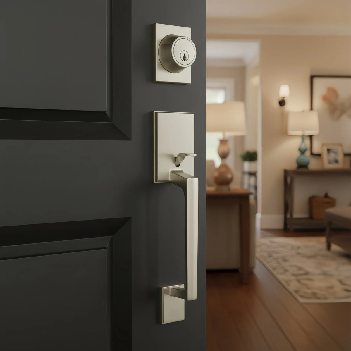 Cosmas 600 Series Satin Nickel Handleset with 80 Series Interior