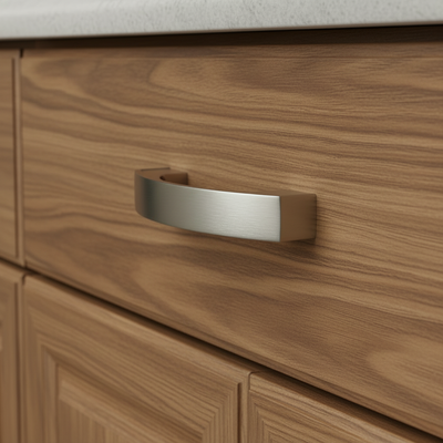 Green cabinet with a silver handle