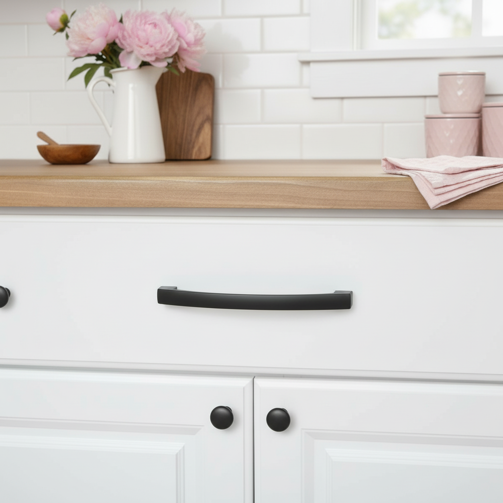 Cosmas 616-160FB Flat Black Subtle Arch Cabinet Pull