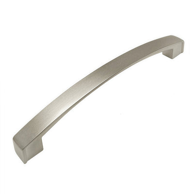 Satin nickel subtle arch cabinet pull, 160 mm center-to-center