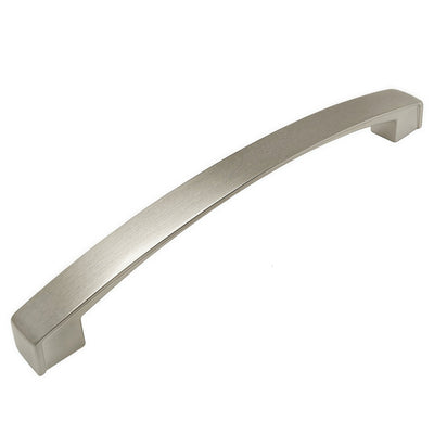 Satin nickel subtle arch cabinet pull, 192 mm center-to-center