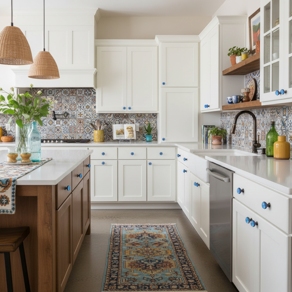 Cosmas 6355ORB-BL Oil Rubbed Bronze &amp; Blue Glass Round Cabinet Knob