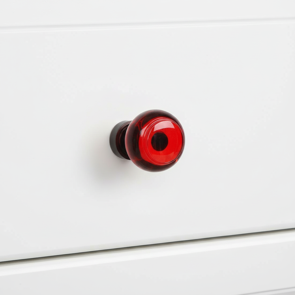 Cosmas 6355ORB-RED Oil Rubbed Bronze &amp; Red Glass Round Cabinet Knob