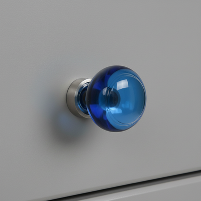 Cosmas 6355SN-BL Satin Nickel &amp; Blue Glass Round Cabinet Knob
