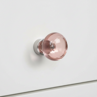Cosmas 6355SN-P Satin Nickel &amp; Pink Glass Round Cabinet Knob